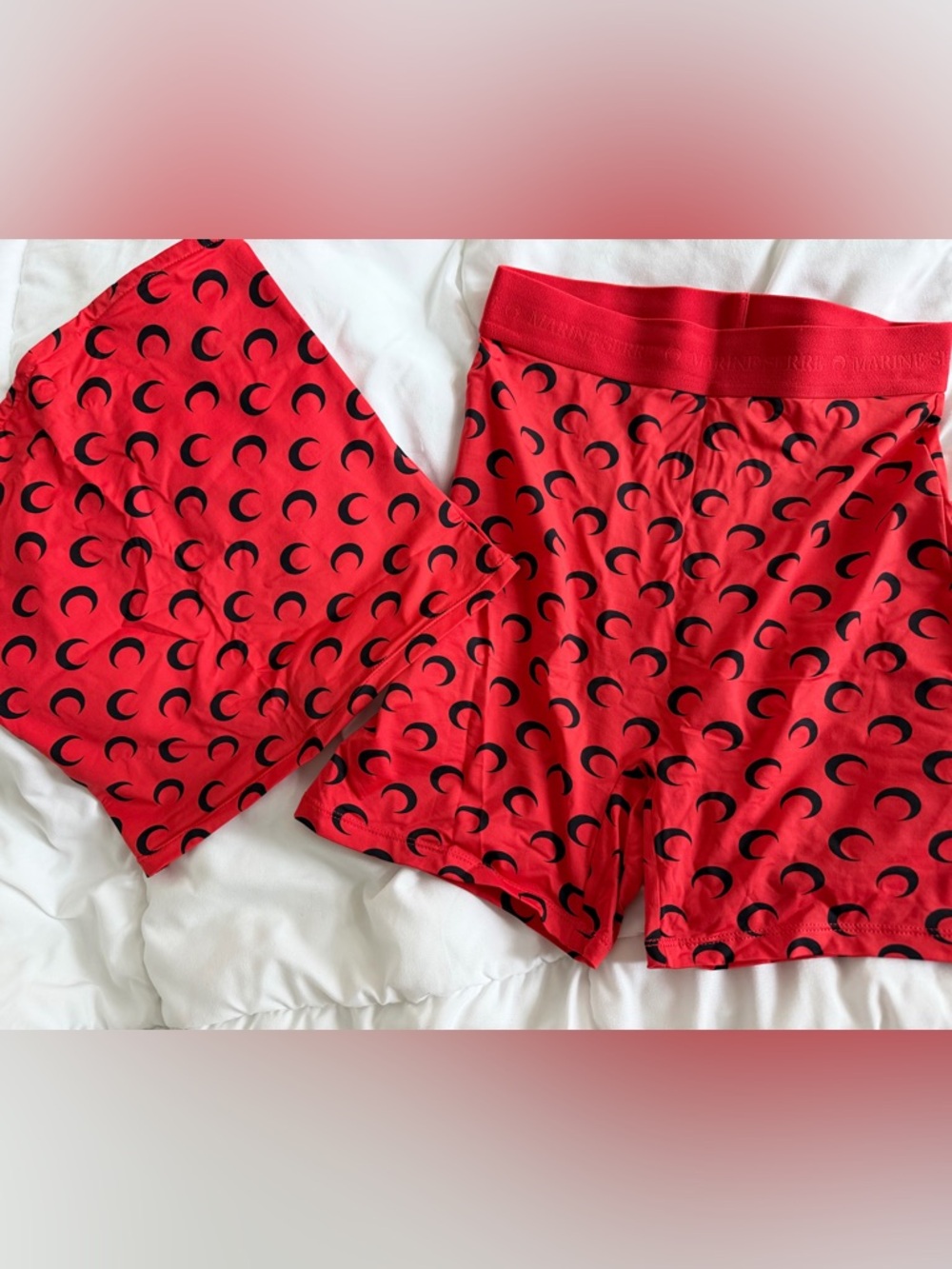 Marine Serre Red Crescent-Print Bike Shorts and Tube Top
